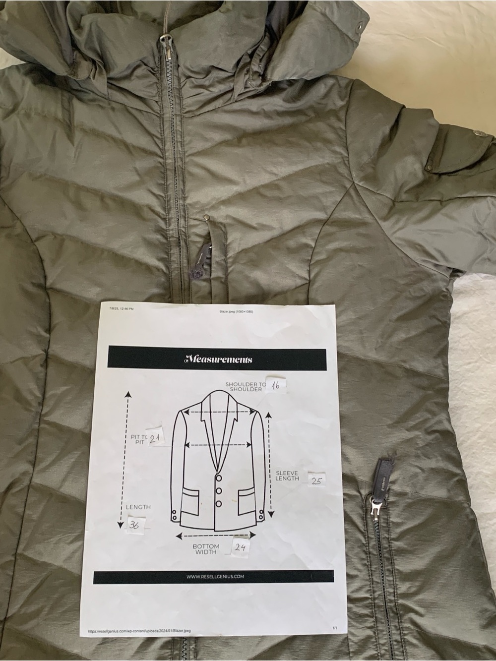 Eddie Bauer Women's Olive Long Down Puffer Jacket Quilted Waterproof. Size PM - Picture 5 of 8